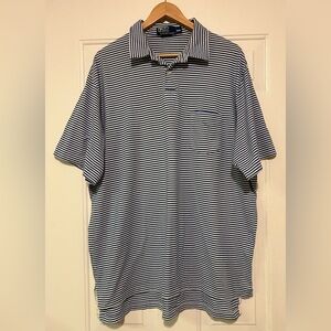 Ralph Lauren Men’s Golf Polo Club XXL Shirt Buttons Blue White Stripes